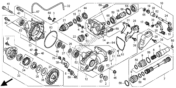 Todas as partes de Engrenagem Final Dianteira do Honda TRX 420 FA Fourtrax Rancher AT 2012