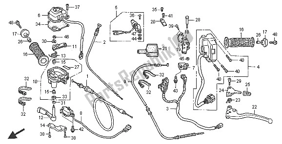 Alle onderdelen voor de Handvat Hendel & Schakelaar & Kabel van de Honda TRX 650 FA Fourtrax Rincon 2005