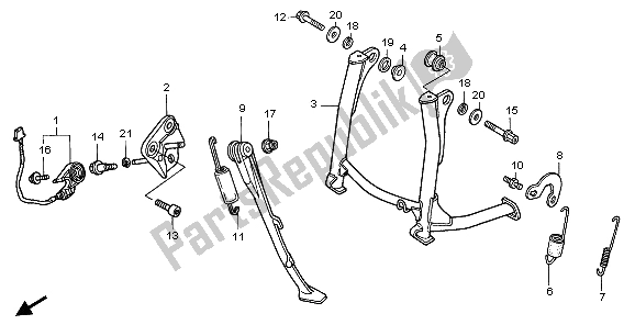 All parts for the Stand of the Honda VFR 800 2007