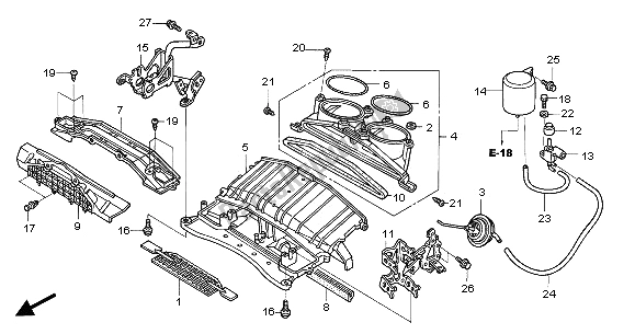 Todas las partes para Conducto De Entrada De Aire Y Válvula Solenoide de Honda CBR 1000 RR 2005