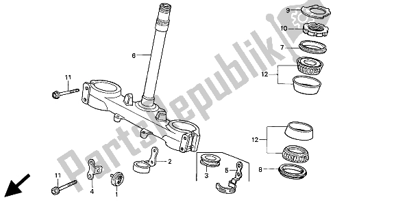 All parts for the Steering Stem of the Honda XR 250R 1994