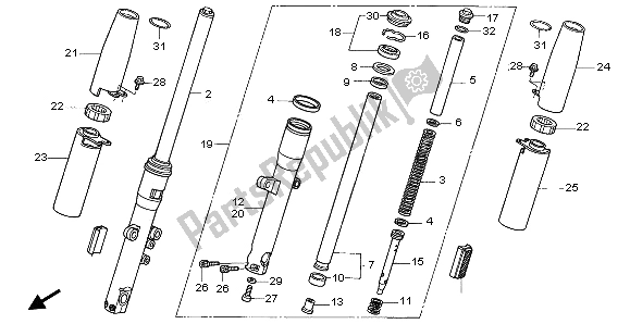 Tutte le parti per il Forcella Anteriore del Honda VTX 1300S 2003