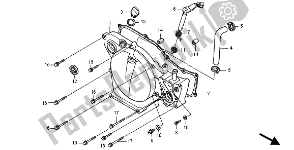 All parts for the Right Crankcase Cover of the Honda CR 80R 1995