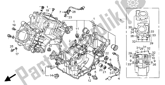 All parts for the Crankcase of the Honda XL 1000V 2004