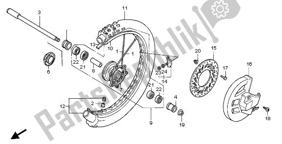 Todas las partes para Rueda Delantera de Honda CR 125R 1996