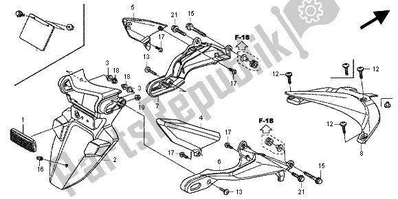 Tutte le parti per il Parafango Posteriore del Honda CBR 600 RA 2012
