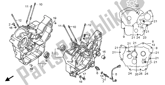 All parts for the Crankcase of the Honda NT 650V 1999