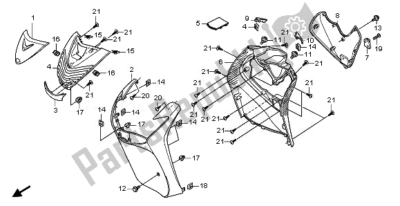 All parts for the Front Cover of the Honda SH 125 2011