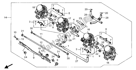 Todas las partes para Carburador (montaje) de Honda CBR 1000F 1995