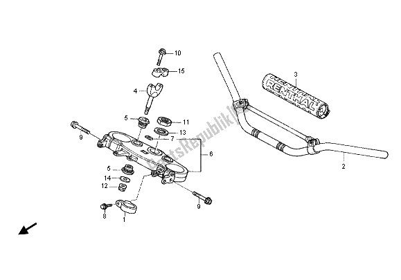 Alle onderdelen voor de Handvatpijp & Hoogste Brug van de Honda CRF 250X 2012