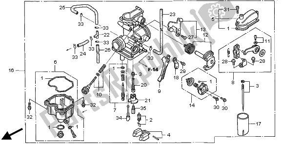 Alle onderdelen voor de Carburator van de Honda XR 250R 1997