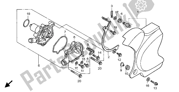 All parts for the Water Pump of the Honda VT 750C2 1998