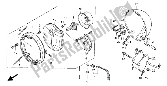 All parts for the Headlight (uk) of the Honda VF 750C 1996