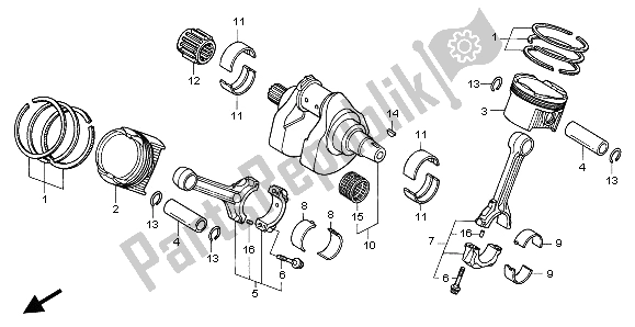 All parts for the Crankshaft & Piston of the Honda VTR 1000 SP 2002