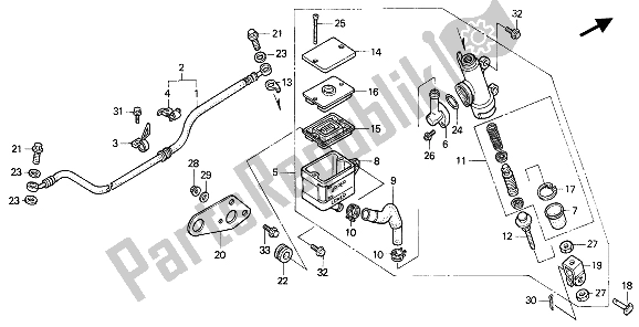 Tutte le parti per il Pompa Freno Posteriore del Honda NX 650 1991