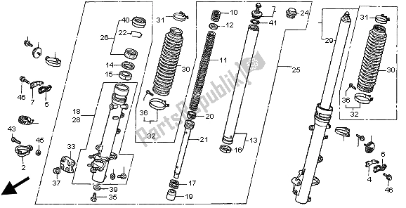 Toutes les pièces pour le Fourche Avant du Honda XRV 750 Africa Twin 1997