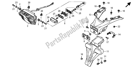 Alle onderdelen voor de Achterlicht van de Honda VFR 800X 2013