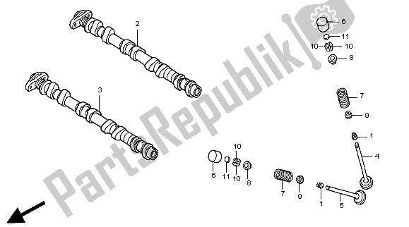 Toutes les pièces pour le Arbre à Cames Et Soupape du Honda CB 600F2 Hornet 2000