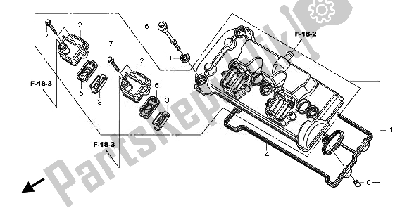 All parts for the Cylinder Head Cover of the Honda CBF 600 NA 2008