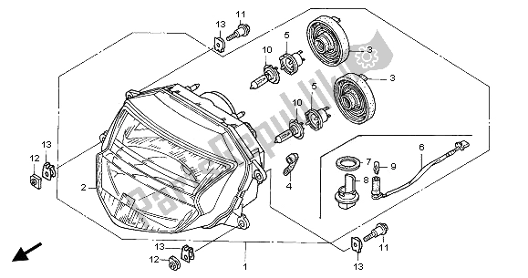 Todas as partes de Farol (reino Unido) do Honda CBR 1100 XX 2002