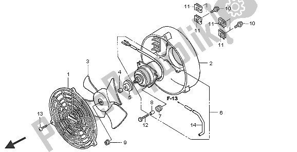 Todas as partes de Ventoinha do Honda TRX 350 FE Fourtrax 4X4 ES 2005