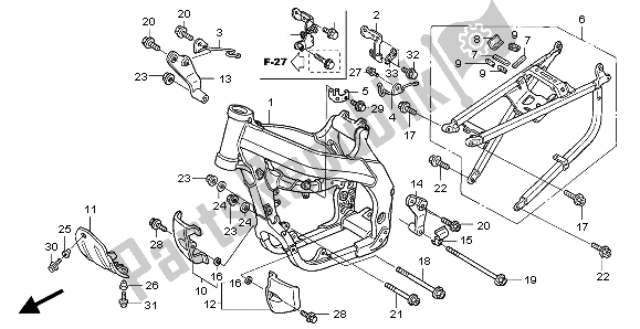 All parts for the Frame Body of the Honda CRF 450X 2007