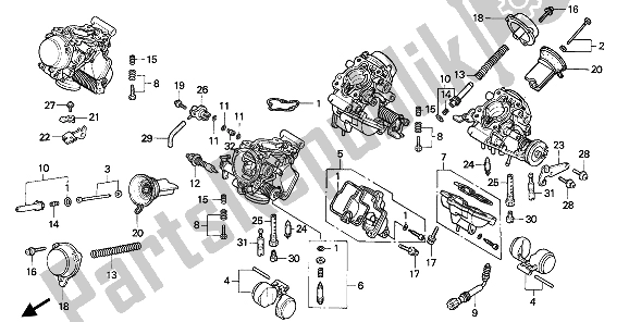 All parts for the Carburetor (component Parts) of the Honda VFR 750F 1994
