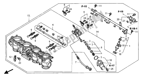 All parts for the Throttle Body (assy) of the Honda CBR 900 RR 2001