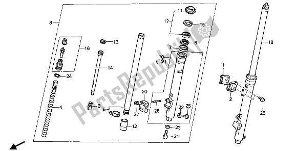 Todas as partes de Garfo Dianteiro do Honda CR 80R2 1985