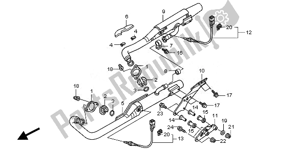 All parts for the Exhaust Muffler of the Honda VT 750C2B 2010