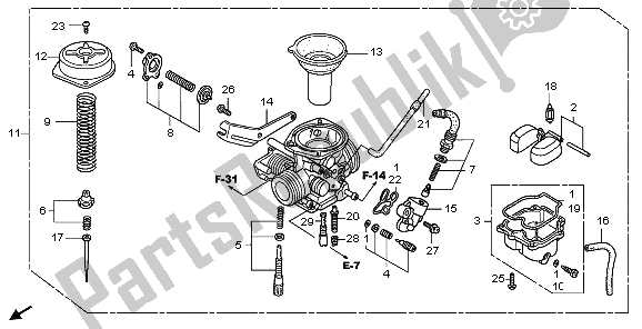 Alle onderdelen voor de Carburator van de Honda CBR 125 RS 2006