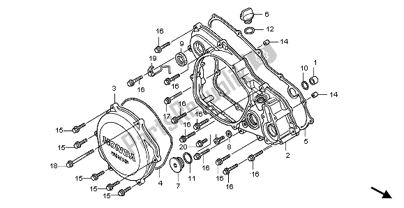 Tutte le parti per il R. Coperchio Del Carter del Honda CRF 450R 2007