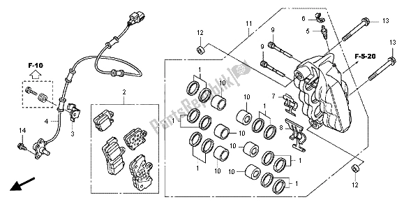 Tutte le parti per il R. Pinza Freno Anteriore del Honda VFR 1200F 2013