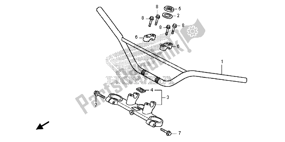 Alle onderdelen voor de Handvatpijp & Hoogste Brug van de Honda CRF 150R SW 2013