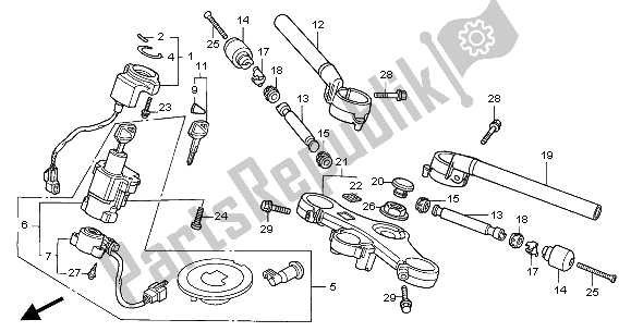 Toutes les pièces pour le Tuyau De Poignée Et Pont Supérieur du Honda VTR 1000F 2001