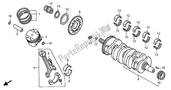 Tutte le parti per il Albero Motore E Pistone del Honda CB 900F Hornet 2003