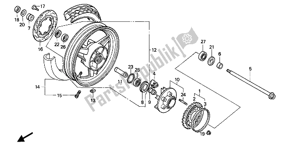 Todas las partes para Rueda Trasera de Honda CBR 1000F 1988