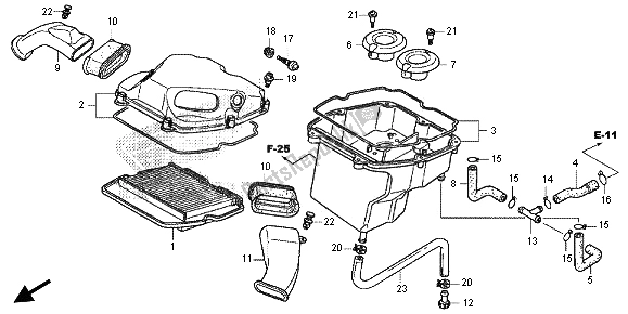 All parts for the Air Cleaner of the Honda GL 1800B 2013