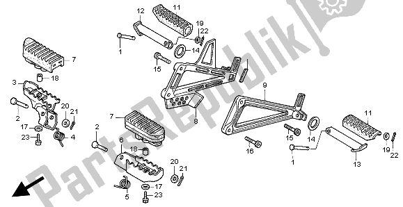 Alle onderdelen voor de Stap van de Honda NX 650 1998