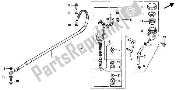 Todas las partes para Cilindro Maestro Del Freno Trasero de Honda CR 500R 1991