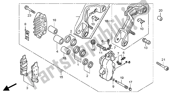 All parts for the L. Front Brake Caliper of the Honda GL 1800A 2004