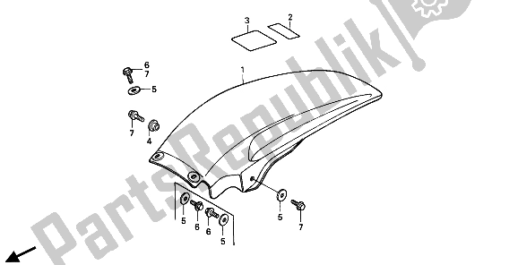 All parts for the Rear Fender of the Honda CR 125R 1986