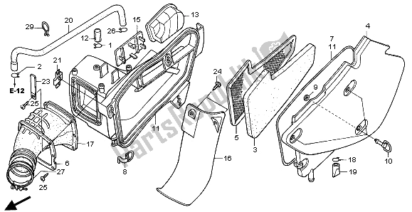 Alle onderdelen voor de Luchtfilter van de Honda XR 650R 2003