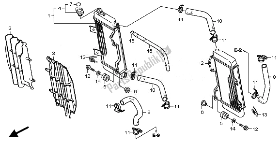 All parts for the Radiator of the Honda CRF 250R 2008