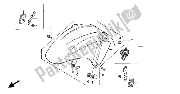 Toutes les pièces pour le Garde-boue Avant du Honda CBR 600 FS 2002