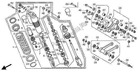 All parts for the Rear Cushion of the Honda CRF 450R 2008