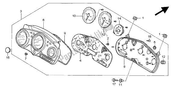 All parts for the Meter (kmh) of the Honda CBR 600F 1999