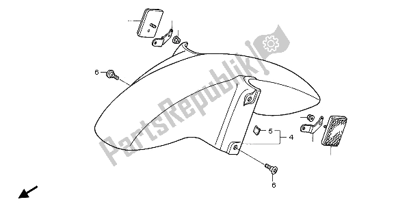 All parts for the Front Fender of the Honda VFR 800 FI 1999