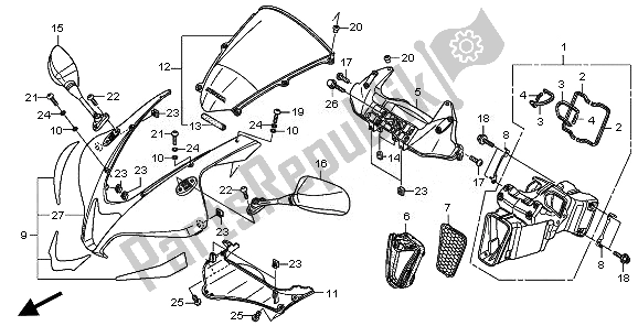 Tutte le parti per il Cappuccio Superiore del Honda CBR 600 RA 2011