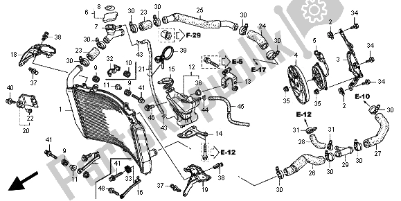 Alle onderdelen voor de Radiator van de Honda CBR 600 RA 2012